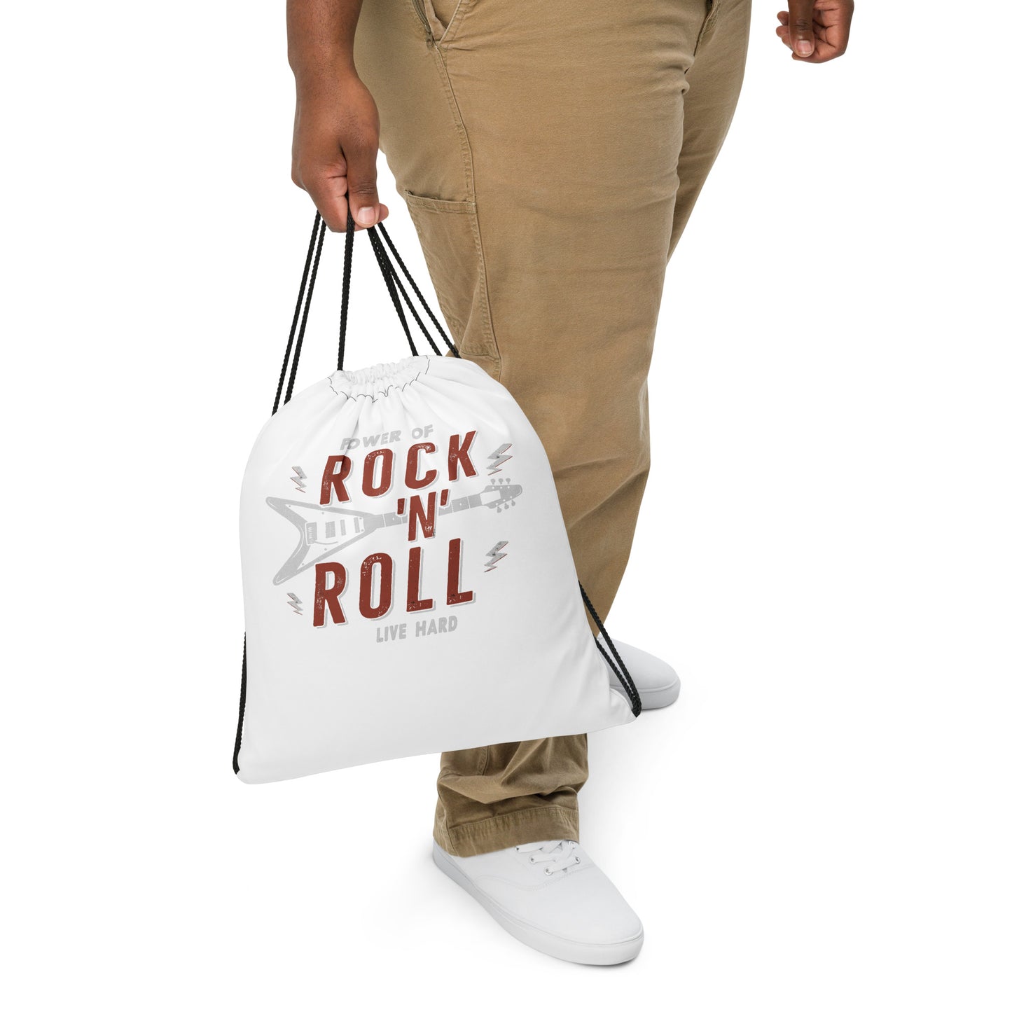 Power of Rock 'n' Roll Drawstring Bag