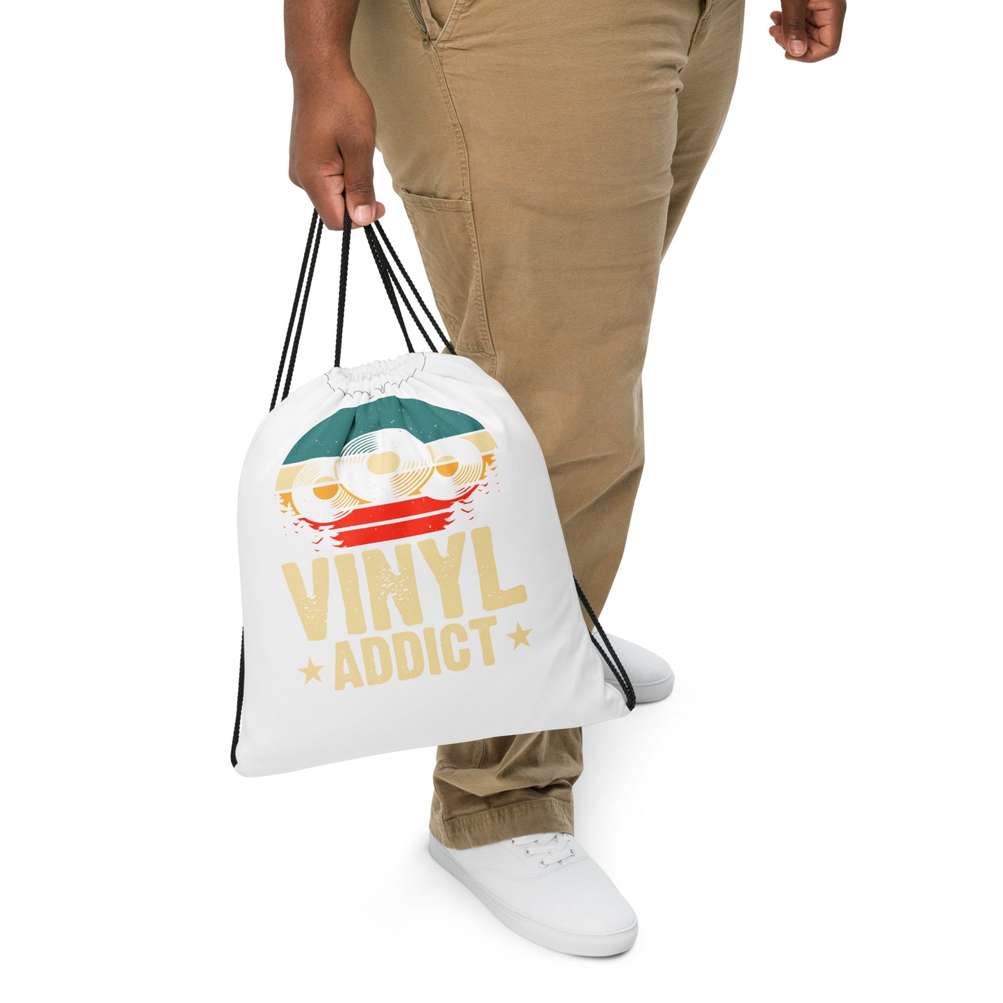 Vinyl Addict Drawstring Bag