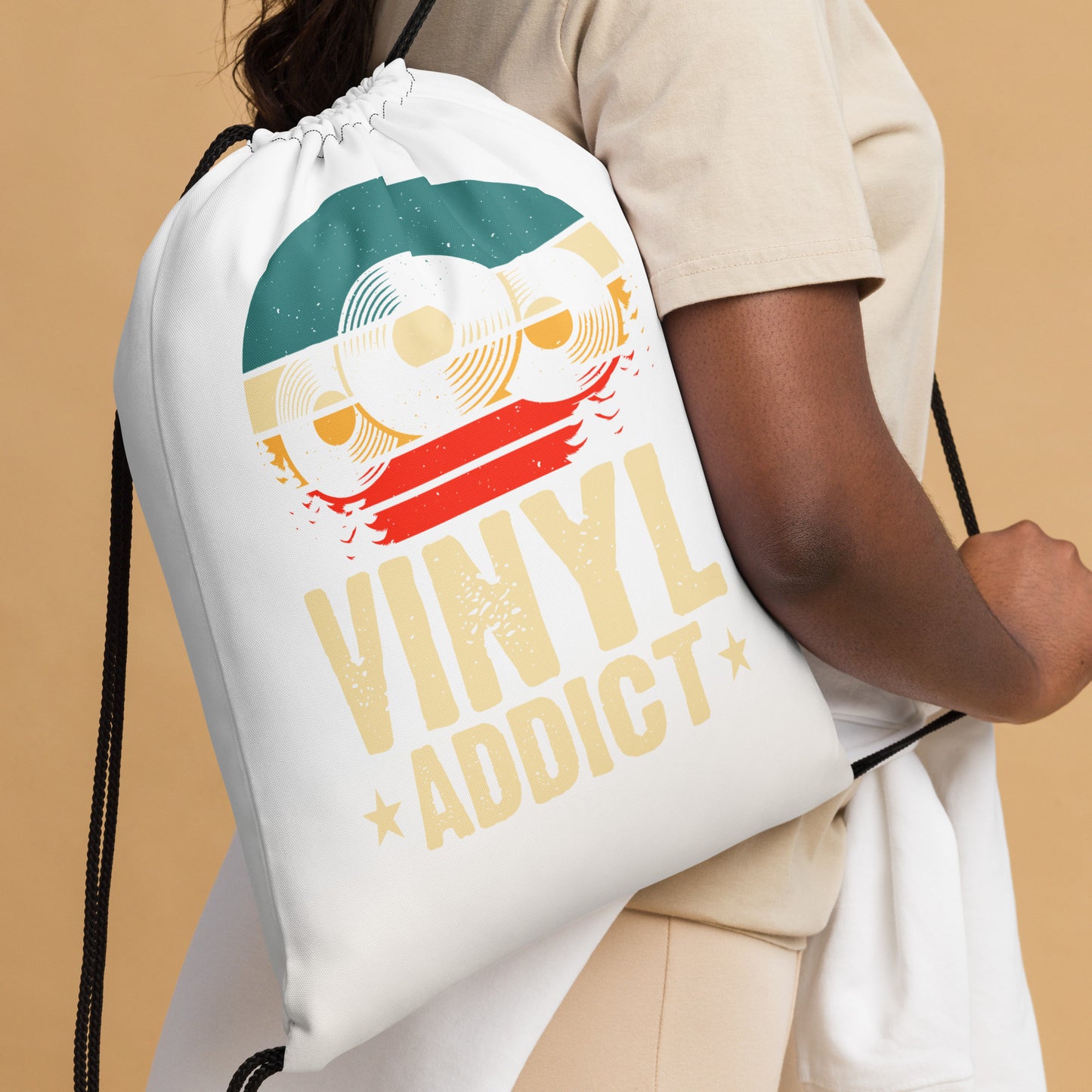 Vinyl Addict Drawstring Bag