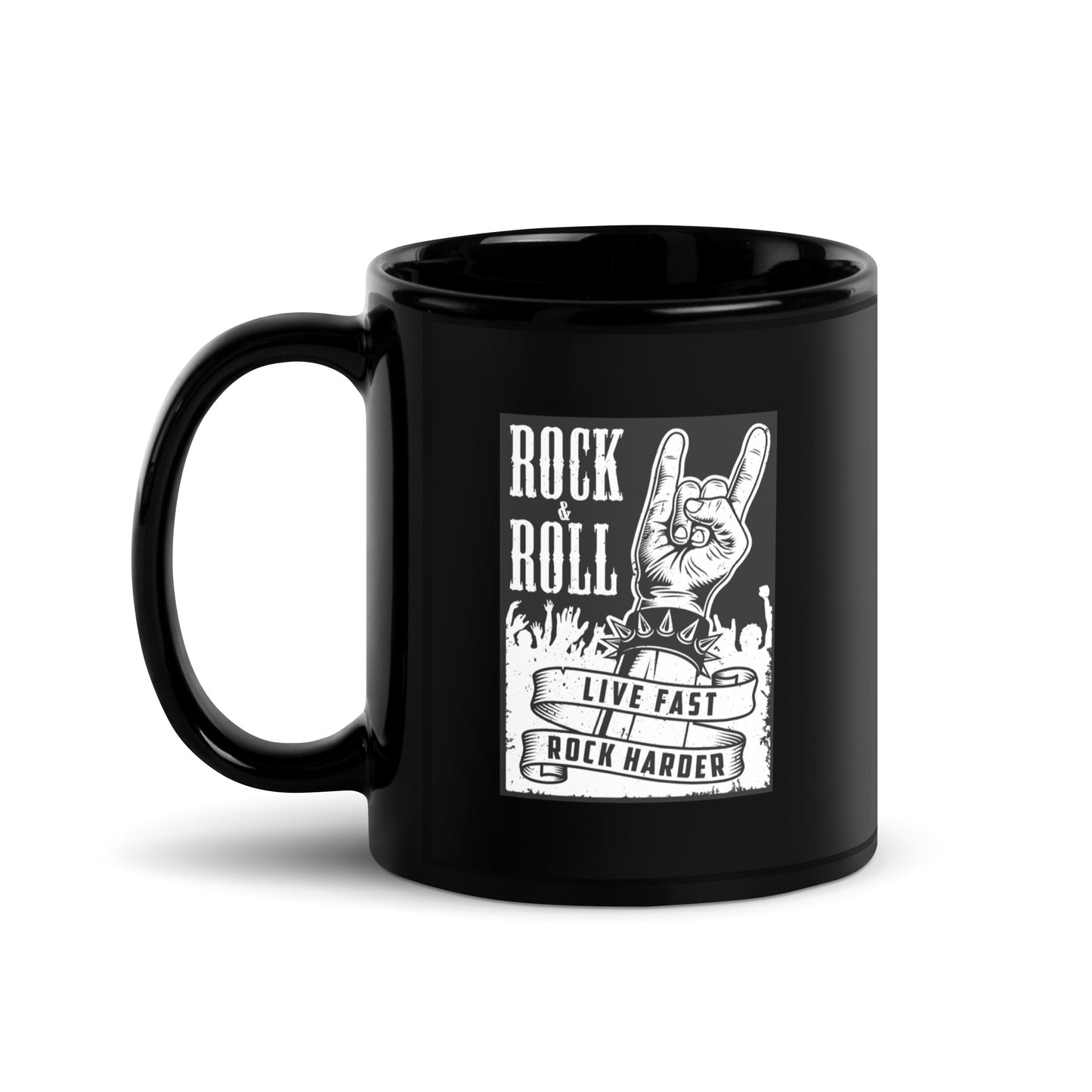 Live Fast Rock Harder Black Mug