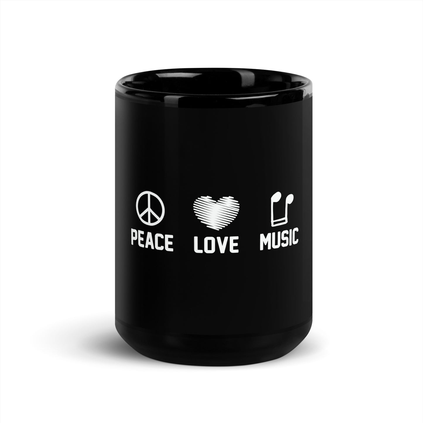 Peace Love Music Black Mug