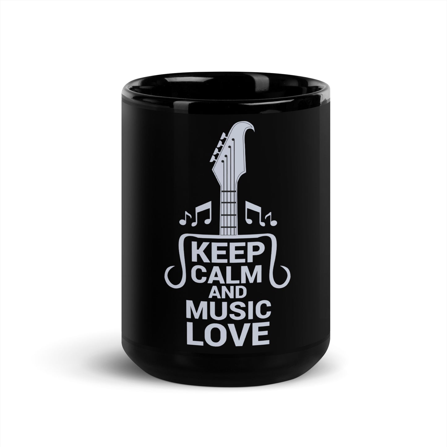 Keep Calm and Music Love Black Mug