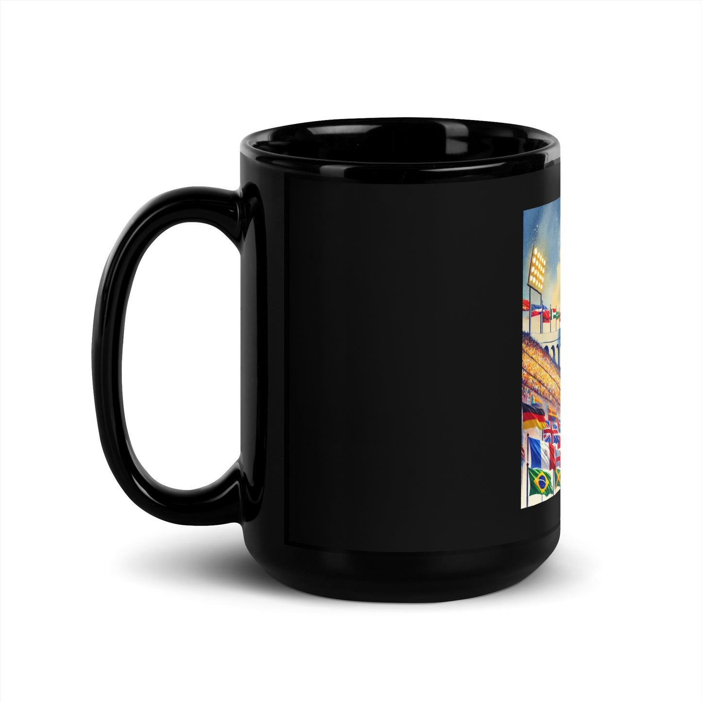 Flags of Nations at Los Angeles Memorial Coliseum LA28 Black Mug