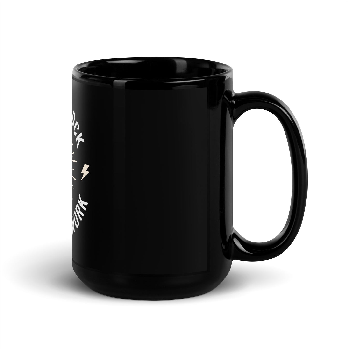 Born To Rock, Forced To Work Black Mug
