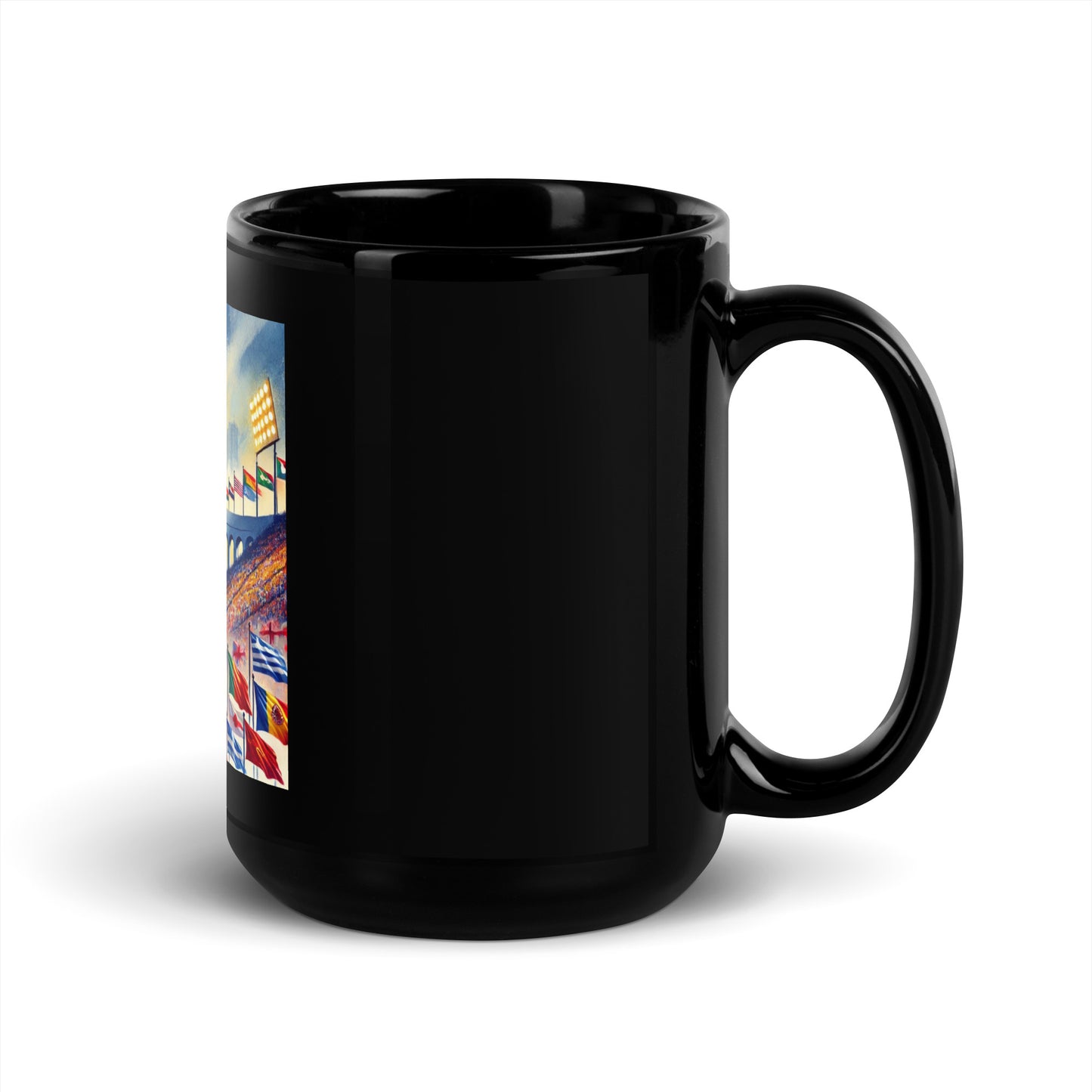 Flags of Nations at Los Angeles Memorial Coliseum LA28 Black Mug