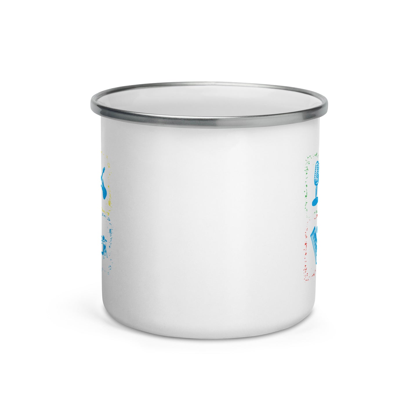 Musical Instruments Colorful Microphone Keyboard Drums Guitar Enamel Mug