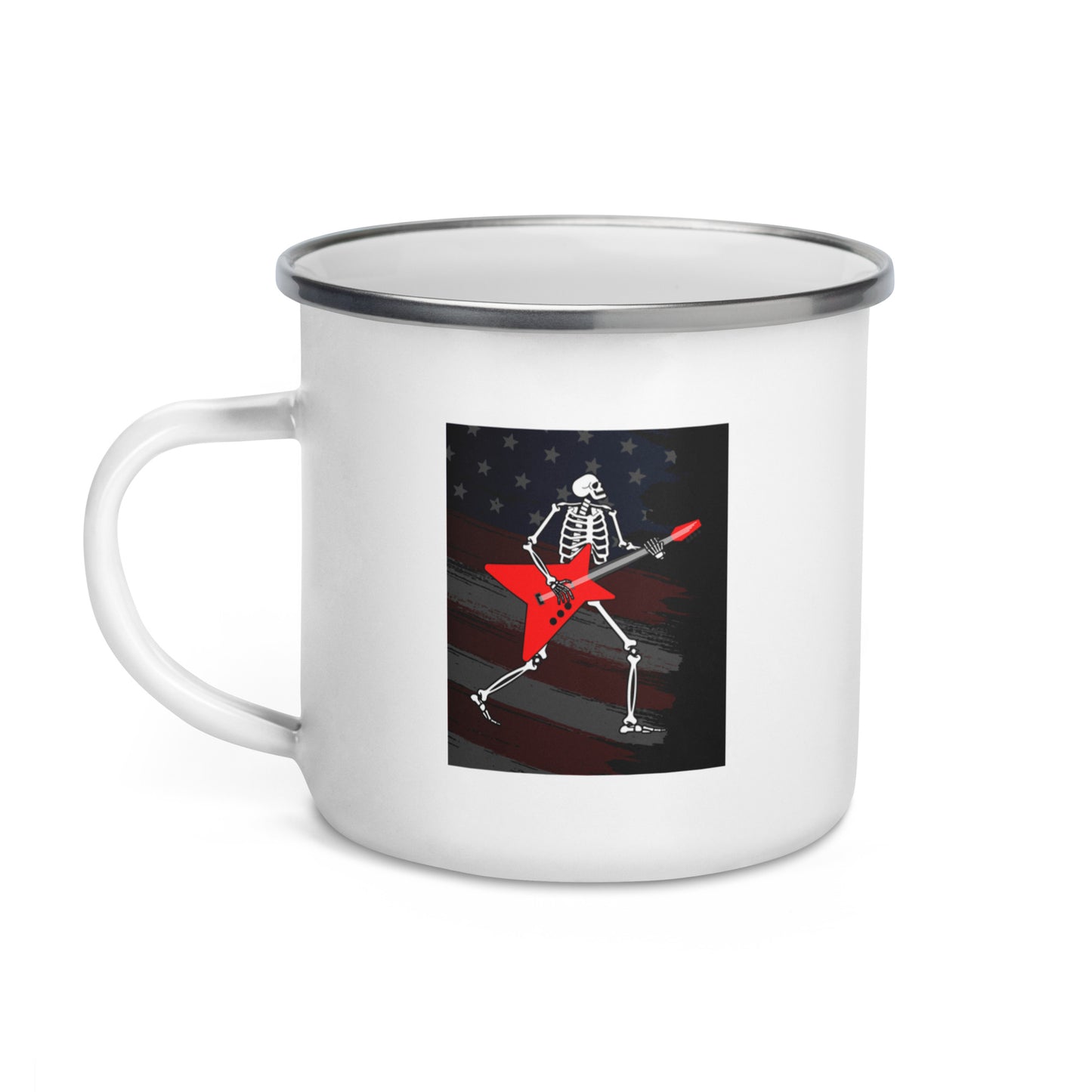 American Guitarist Skeleton Enamel Mug