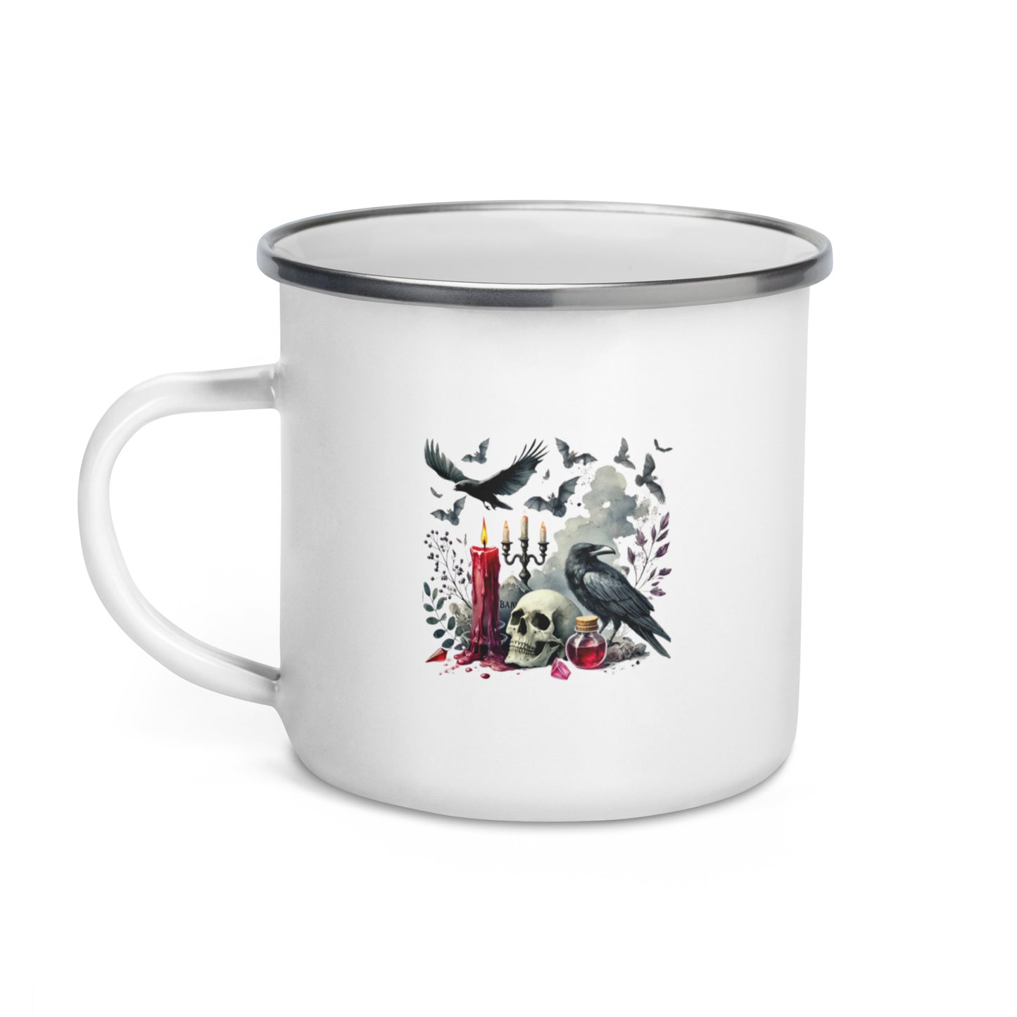Scary Bats, Skulls, and Candle Enamel Mug
