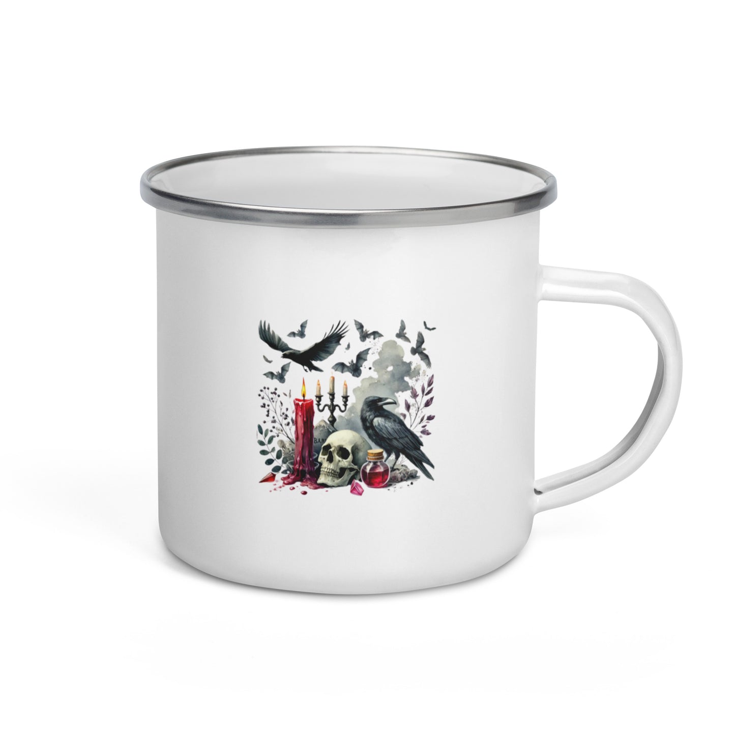 Scary Bats, Skulls, and Candle Enamel Mug