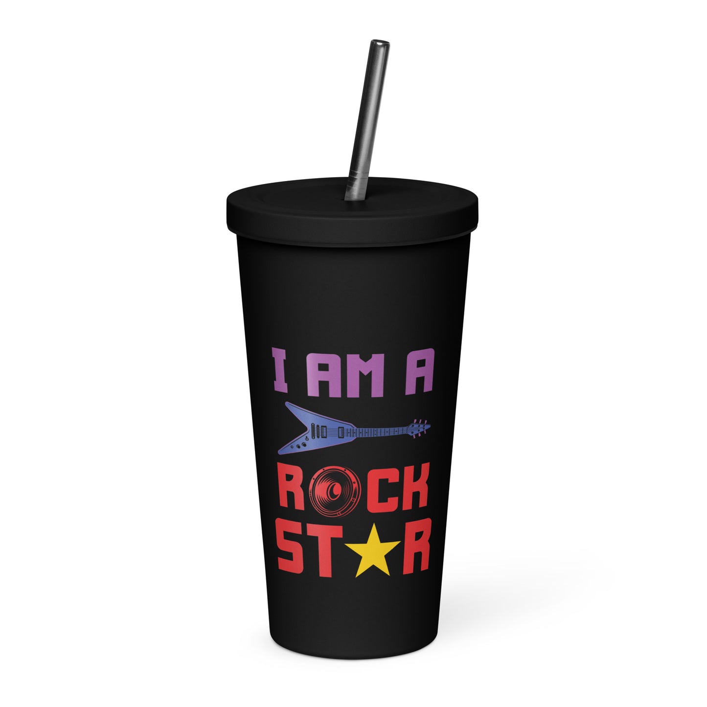 I Am Rockstar Insulated Tumbler with Straw