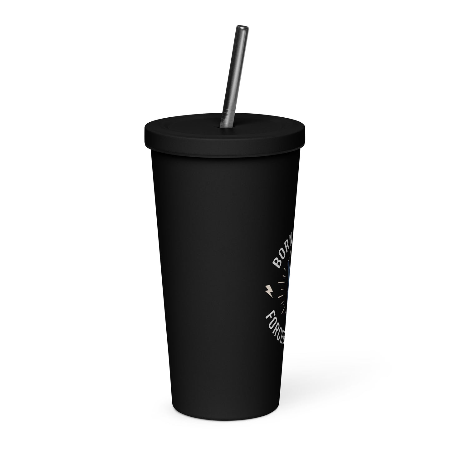 Born To Rock, Forced To Work Insulated Tumbler with Straw