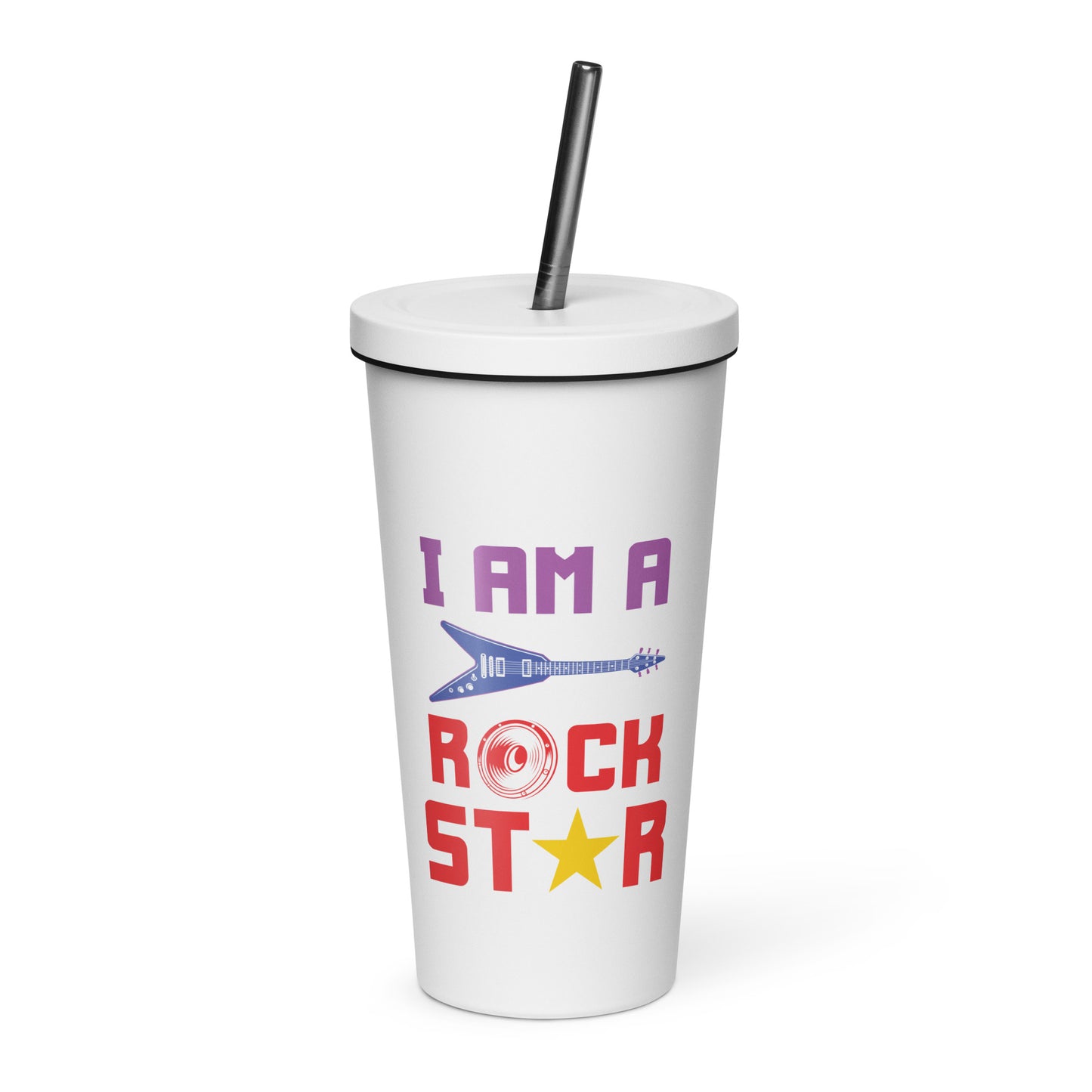 I Am Rockstar Insulated Tumbler with Straw