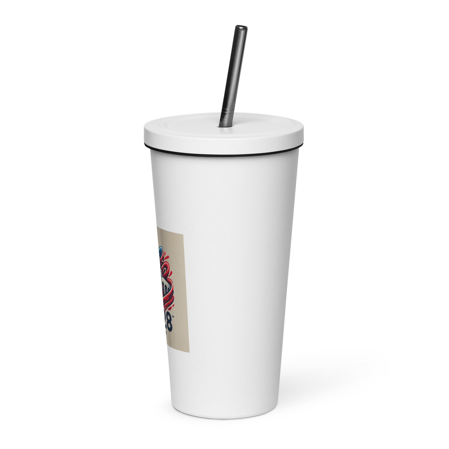 LA28 Logo with Los Angeles Memorial Coliseum Insulated tumbler with Straw