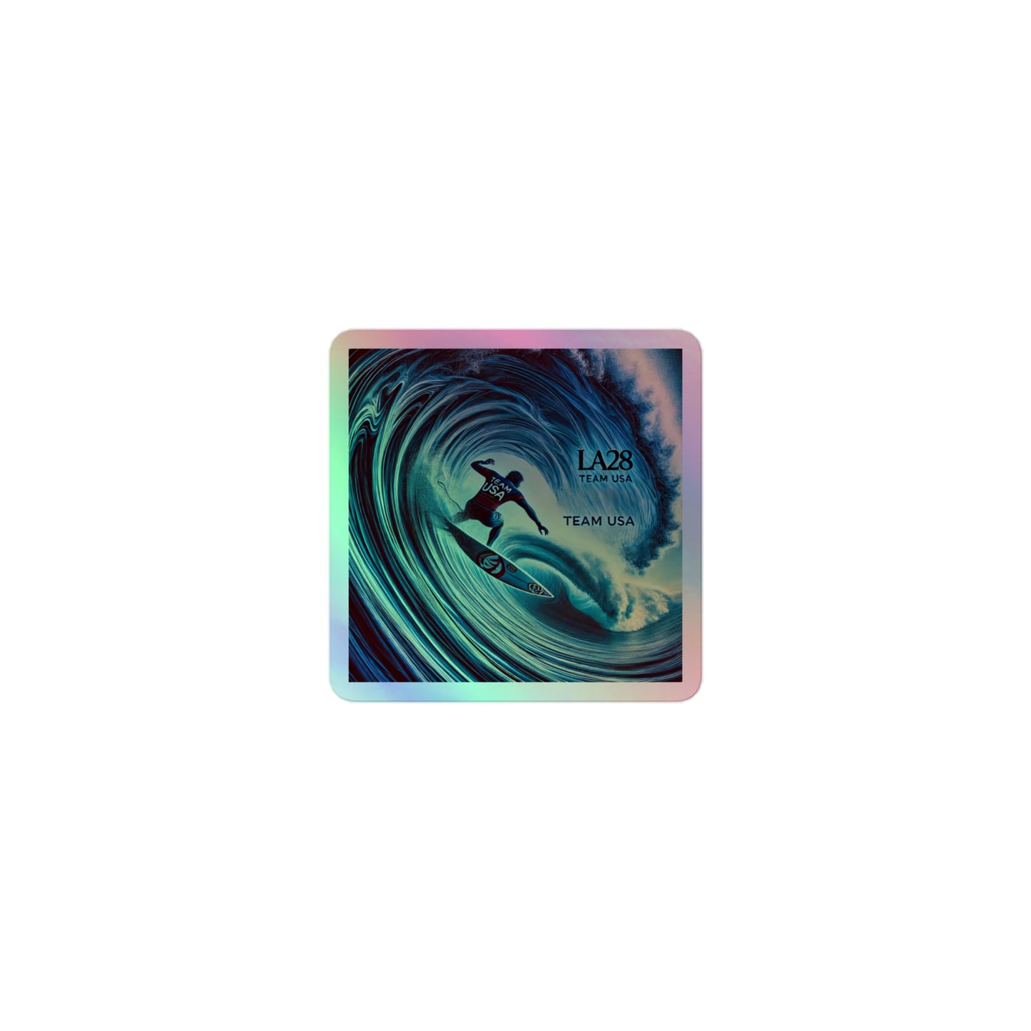 LA28 Team USA Surfer Art Print Holographic Stickers