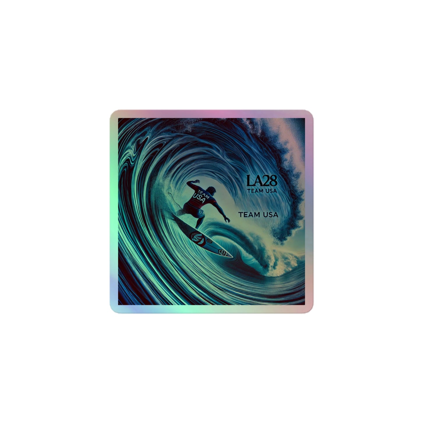 LA28 Team USA Surfer Art Print Holographic Stickers