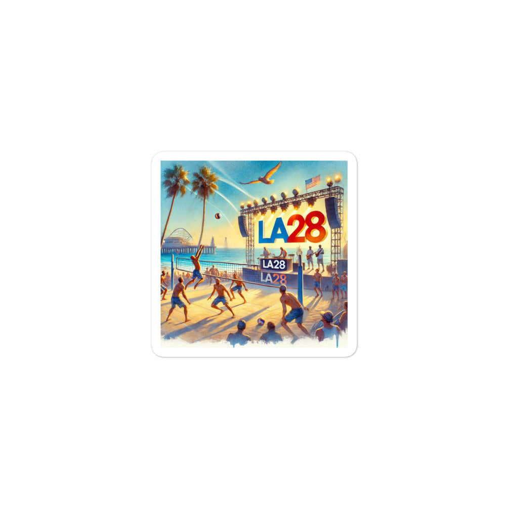 LA28 Beach Volleyball and Band Watercolor Painting Bubble-free stickers
