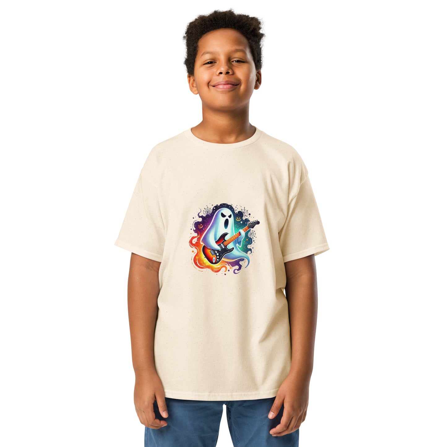 Halloween Ghost Shredding Guitar Youth T-shirt