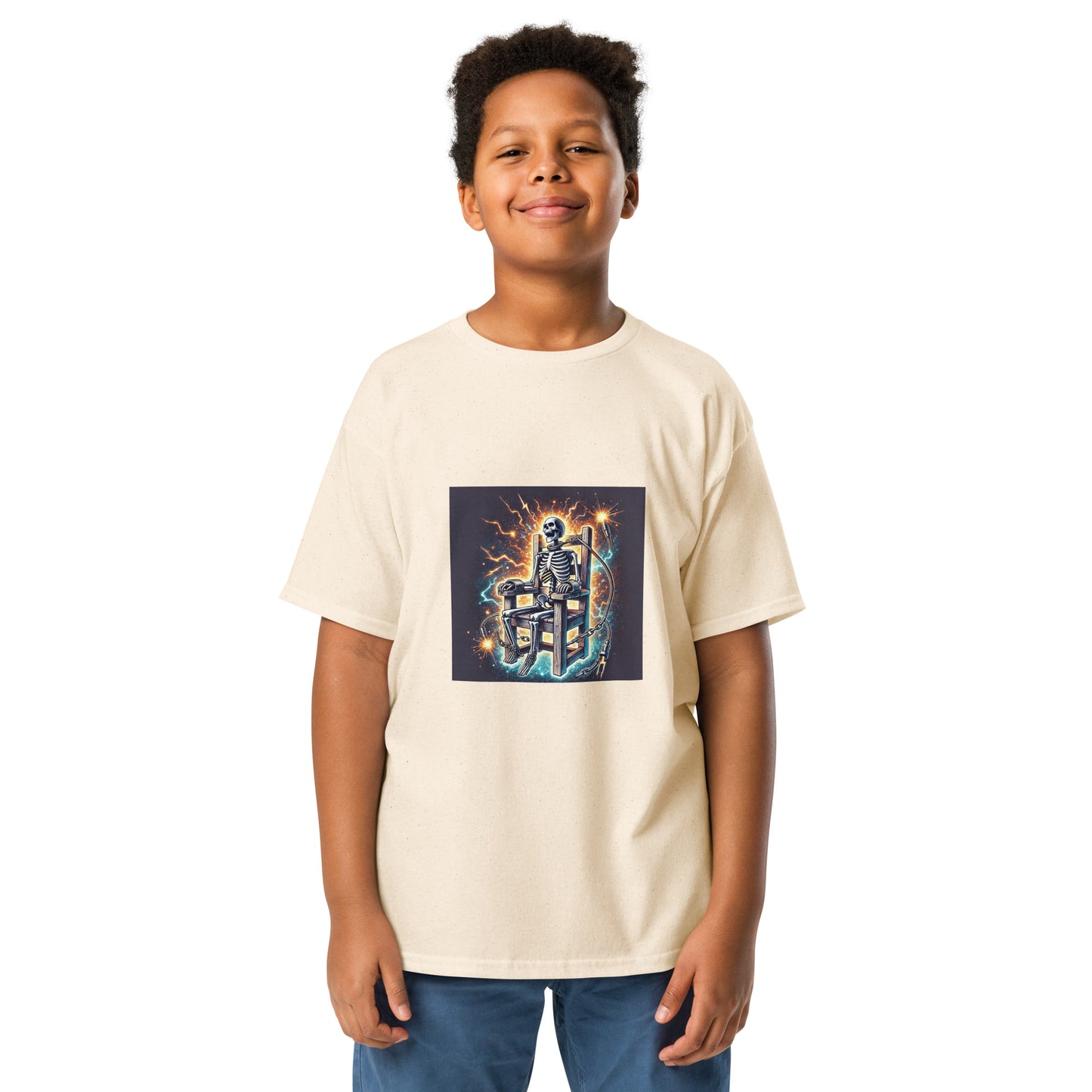 Halloween Skeleton Electric Chair Youth T-shirt