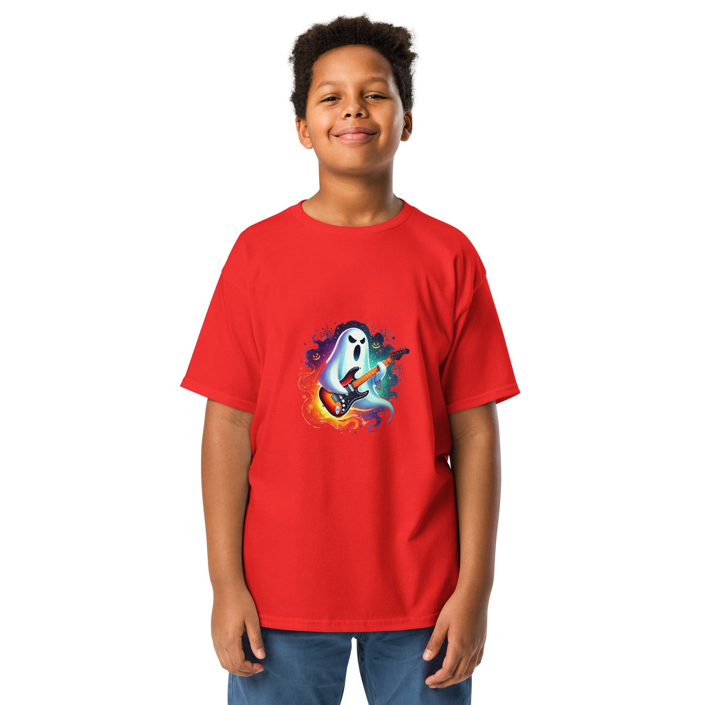 Halloween Ghost Shredding Guitar Youth T-shirt