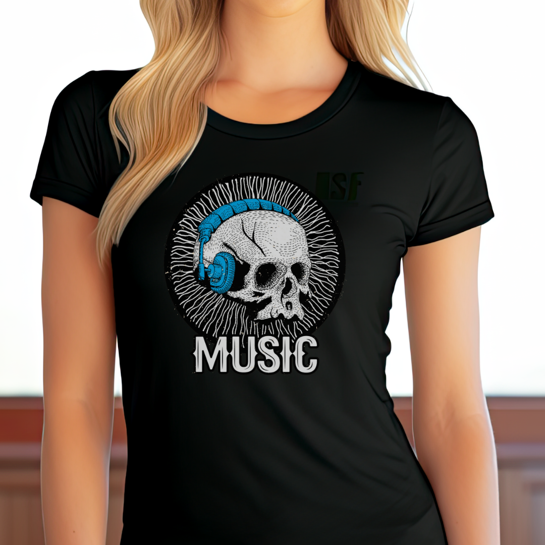 Vintage Skull with Headphones Music Lover T-shirt