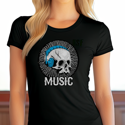 Vintage Skull with Headphones Music Lover T-shirt