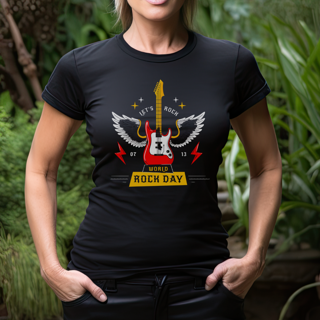 Winged Guitar World Rock Day - Let’s Rock T-shirt