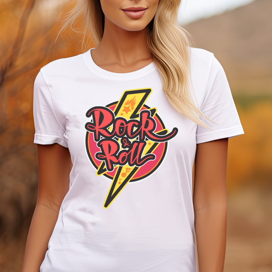 Vibrant Rock & Roll with Bold Lightning Design T-shirt