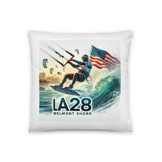 LA28 Kitesurfing Watercolor Design | Belmont Shore Kitesurfing Pillow Case