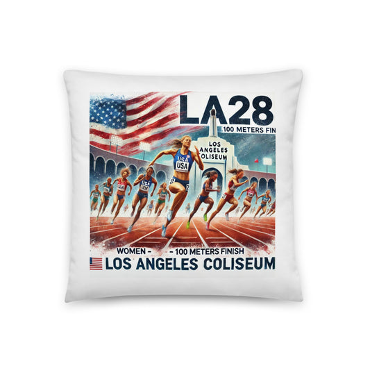 LA28 Team USA Women’s 100 Meters Taking Over The Finish Line Pillow Case