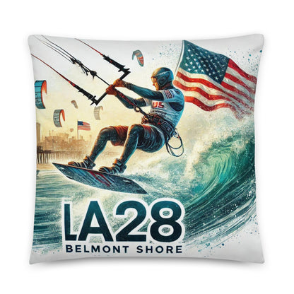 LA28 Kitesurfing Watercolor Design | Belmont Shore Kitesurfing Pillow Case