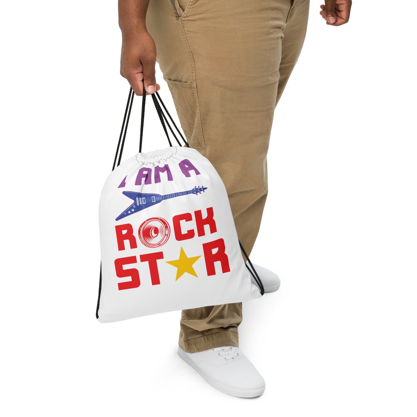 I Am Rockstar Drawstring Bag