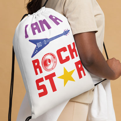 I Am Rockstar Drawstring Bag