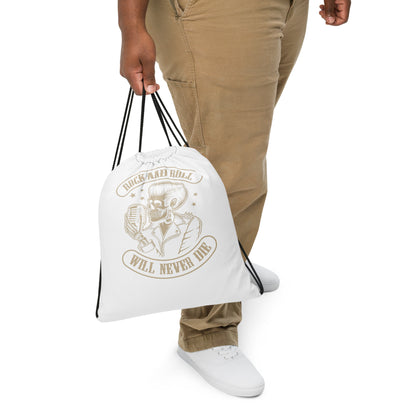 Rock and Roll Will Never Die Drawstring Bag