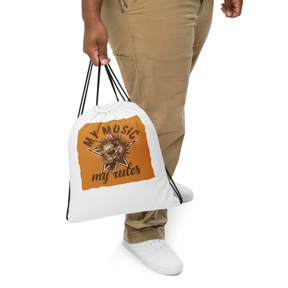 My Music My Rules Drawstring Bag