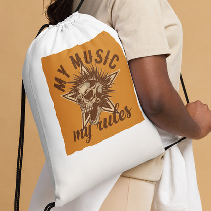 My Music My Rules Drawstring Bag