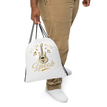 Let The Music Speak Drawstring Bag