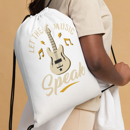 Let The Music Speak Drawstring Bag
