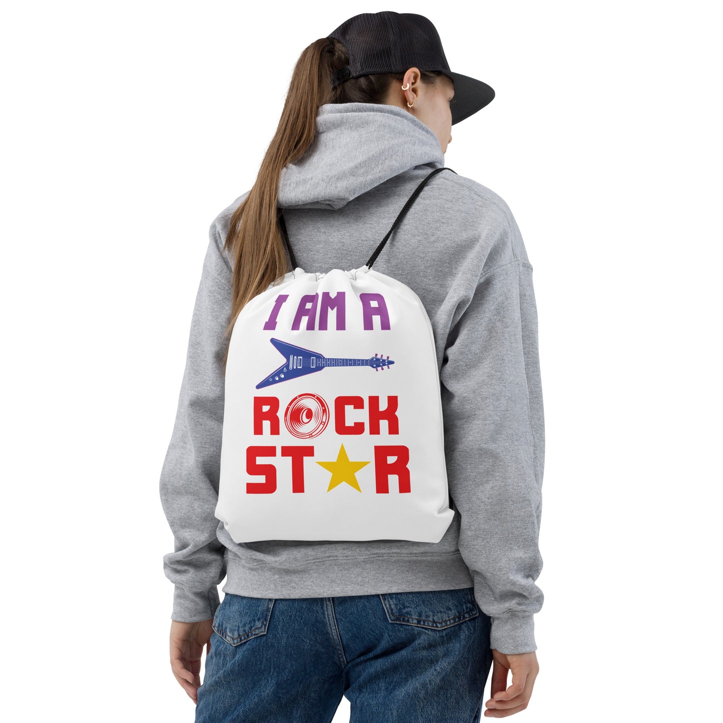 I Am Rockstar Drawstring Bag