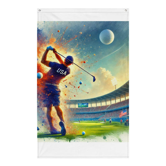 LA28 Golf Championship Watercolor Print Team USA | Dynamic Fine Sports Rock Art Flag