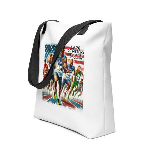 LA28 Team USA 100 Meters Watercolor Print | Los Angeles Coliseum Art Tote bag