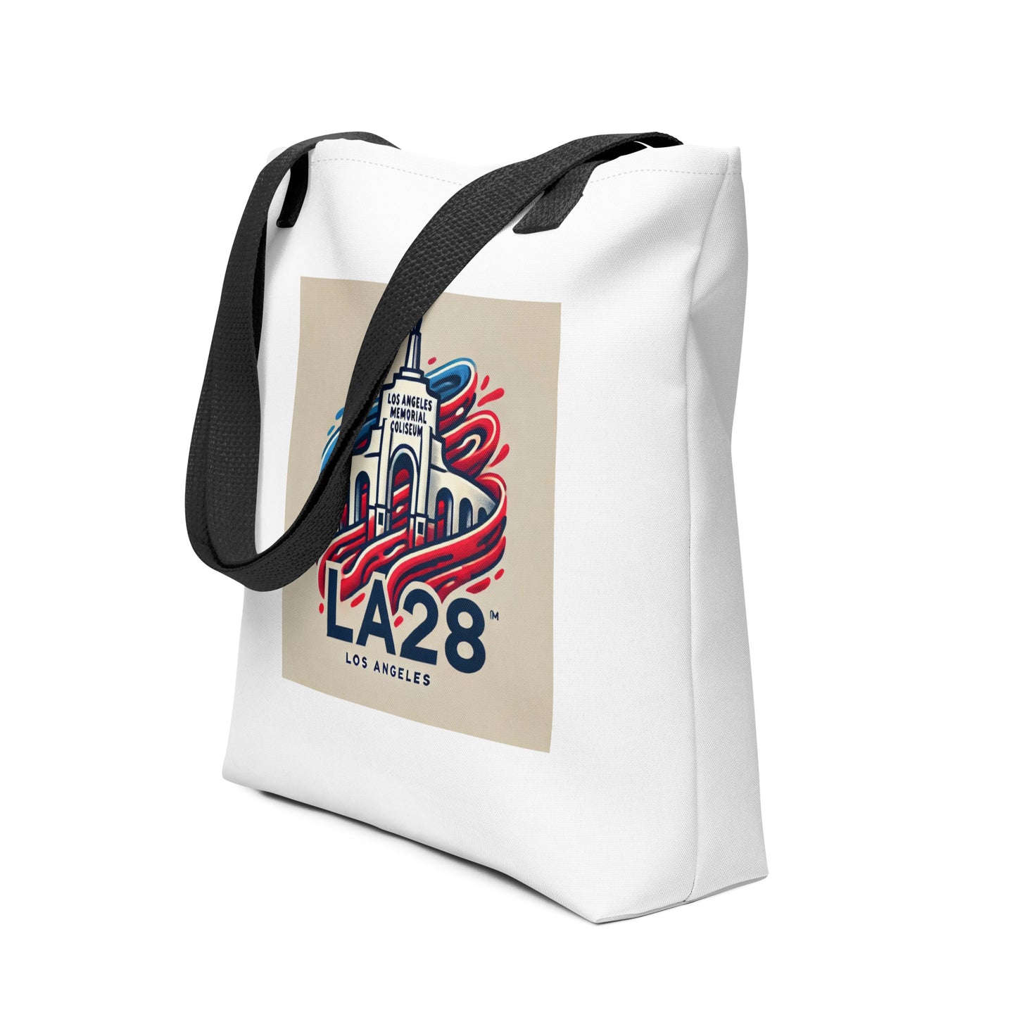 LA28 Logo with Los Angeles Memorial Coliseum Tote bag