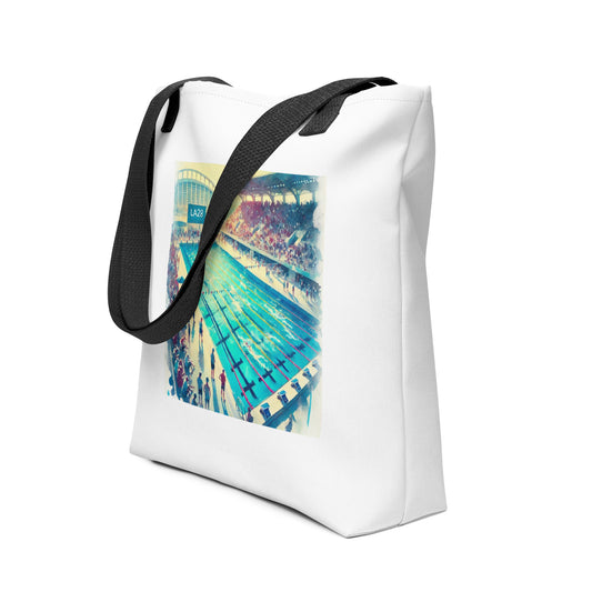 LA28 Swimming Event Watercolor Art Print - Olympic Pool & Crowd Scene Tote bag