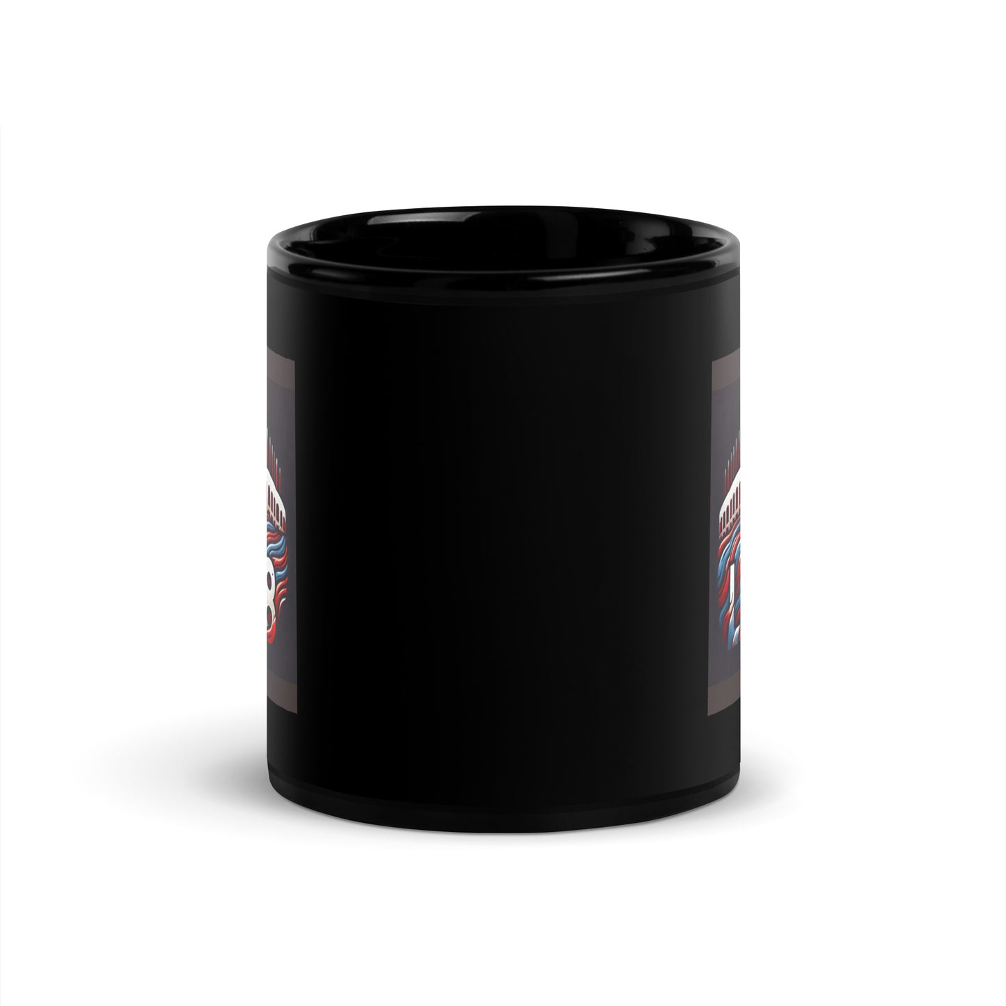 Patriotic LA28 Logo with Los Angeles Memorial Coliseum Outline Black Mug