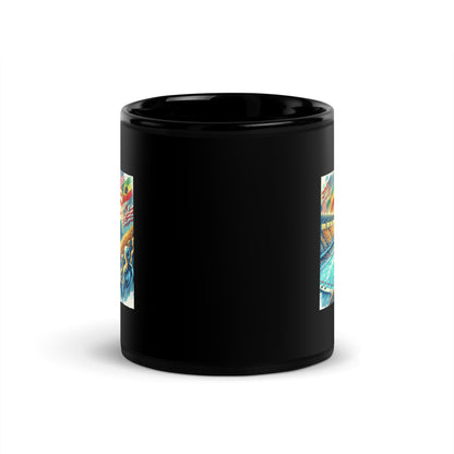 Vibrant Watercolor LA28 Swimming Crowd Logo | Energetic Olympic Swimming Art Black Mug