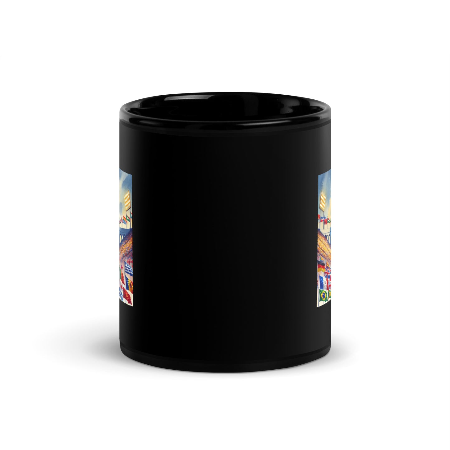 Flags of Nations at Los Angeles Memorial Coliseum LA28 Black Mug