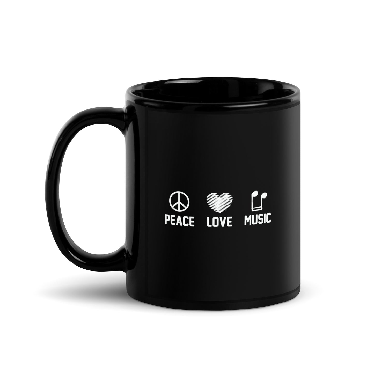 Peace Love Music Black Mug