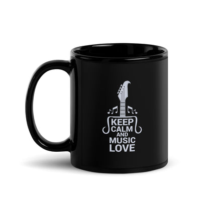 Keep Calm and Music Love Black Mug