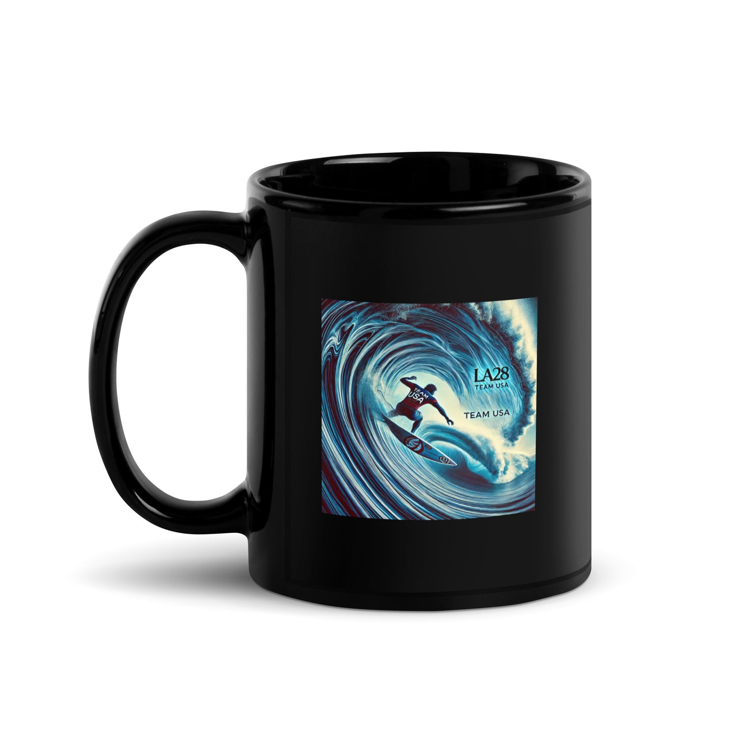 LA28 Team USA Surfer Art Print Black Mug