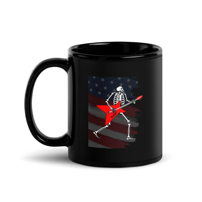 American Guitarist Skeleton Black Mug