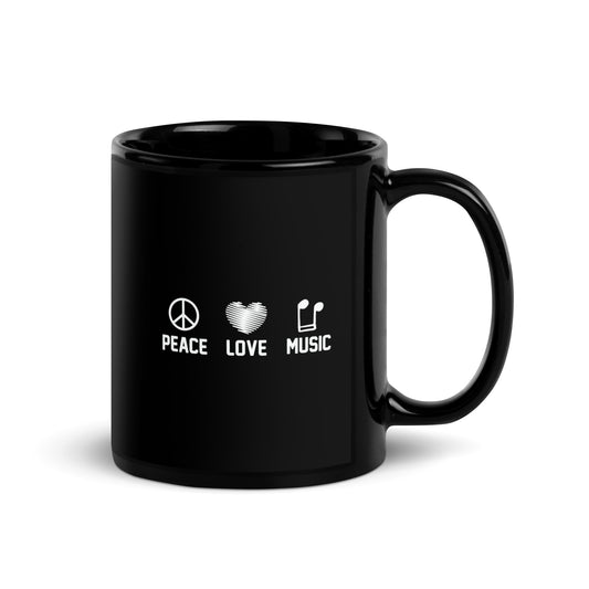 Peace Love Music Black Mug